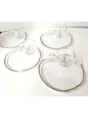 Apple Orchard Shaped Glass, Snack or Lunch Plate and cup Set of 4 (8 Pcs),Anchor